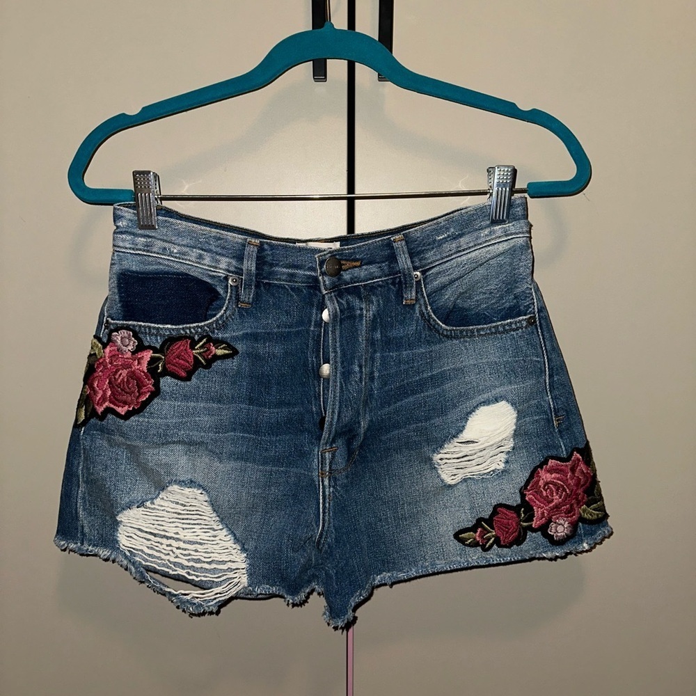 Frame Denim Le Original shorts with floral embroidery denim Shorts Size 28